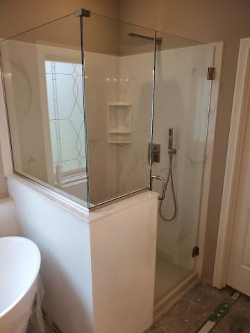 A beautiful glass enclosed shower 